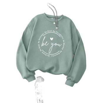 Дамски ежедневен суитшърт с кръгло деколте, суитшърт с геометричен мотив