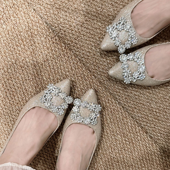 Pantofi de damă cu talpă moale, cataramă pătrată cu cataramă sexy cu fulg de zăpadă, pantofi de damă cu talpă înaltă pentru banchet și cină, pantofi de damă strălucitori