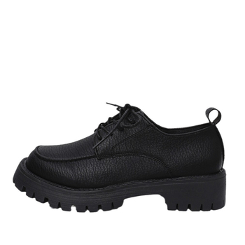 Külkereskedelmi Brit Stílusú Plus Size Vastag Aljú Mokaszinó Női 2025 Tavaszi Új Vastag Sarkú Retro Fűzős Professzionális Kis Bőr Cipő