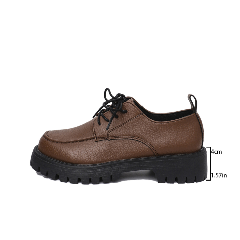 Külkereskedelmi Brit Stílusú Plus Size Vastag Aljú Mokaszinó Női 2025 Tavaszi Új Vastag Sarkú Retro Fűzős Professzionális Kis Bőr Cipő