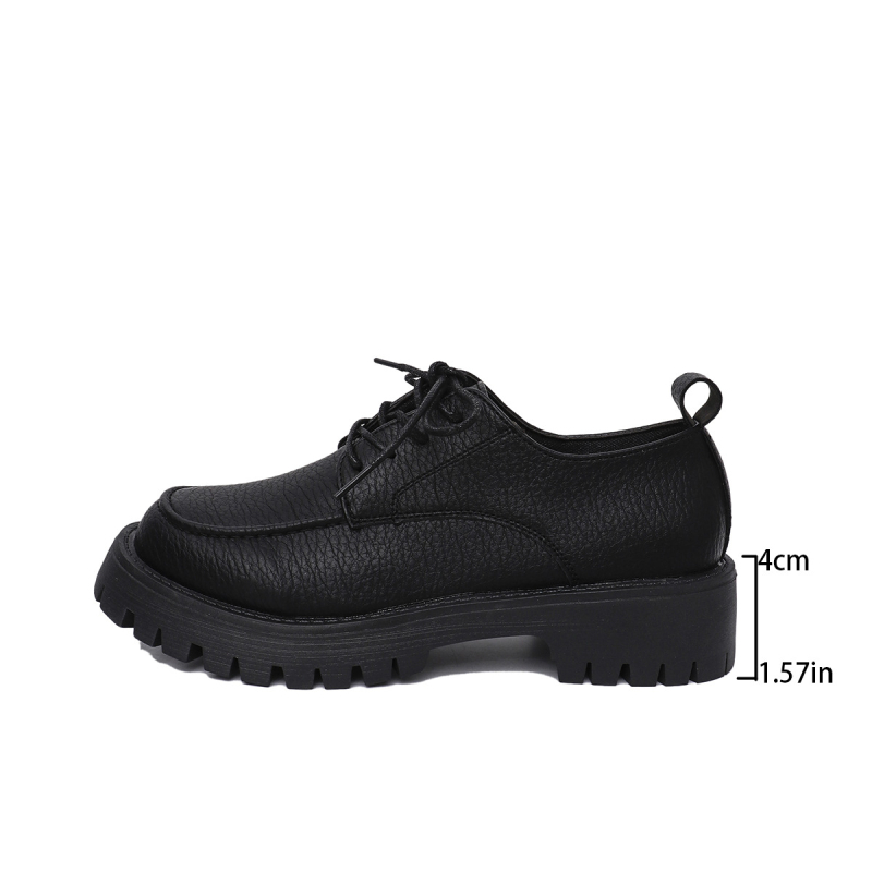 Külkereskedelmi Brit Stílusú Plus Size Vastag Aljú Mokaszinó Női 2025 Tavaszi Új Vastag Sarkú Retro Fűzős Professzionális Kis Bőr Cipő