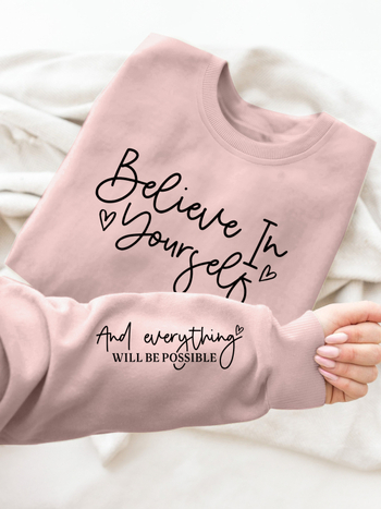 Stílusos, betűmintás, kerek nyakú pulóver - Divatos pulóver