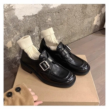 Pantofi de damă cu un singur strat, stil britanic, iarna, pantofi negri mici din piele, pantofi noi cu toc gros, platformă, mocasini din piele pentru femei, primăvara și toamna 2025