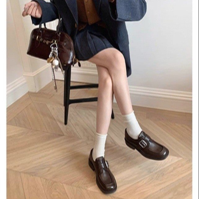 Pantofi de damă cu un singur strat, stil britanic, iarna, pantofi negri mici din piele, pantofi noi cu toc gros, platformă, mocasini din piele pentru femei, primăvara și toamna 2025