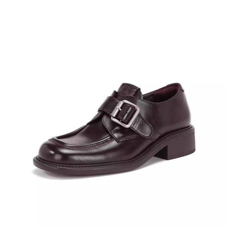 Pantofi de damă cu un singur strat, stil britanic, iarna, pantofi negri mici din piele, pantofi noi cu toc gros, platformă, mocasini din piele pentru femei, primăvara și toamna 2025