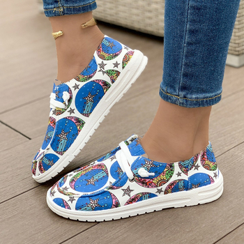 Határokon átnyúló külkereskedelem, plus size 2024 új vászonnyomtatás színes export európai és amerikai etnikai stílusú lapos alkalmi női cipők