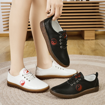 Valódi bőr puha felületű tai chi cipők női cipők kényelmes bebújós tornacipő tavaszi nyári őszi tai chi gyakorló cipők alkalmi cipők