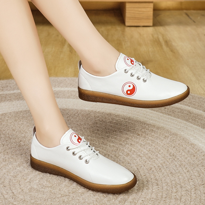 Valódi bőr puha felületű tai chi cipők női cipők kényelmes bebújós tornacipő tavaszi nyári őszi tai chi gyakorló cipők alkalmi cipők