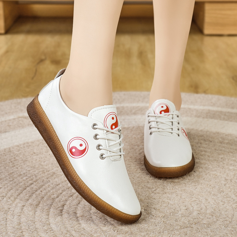 Valódi bőr puha felületű tai chi cipők női cipők kényelmes bebújós tornacipő tavaszi nyári őszi tai chi gyakorló cipők alkalmi cipők