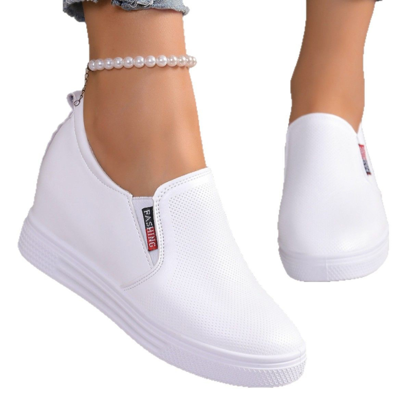 Puha talpú, kényelmes női cipők őszi és téli új, belső magasságnövelő fehér cipők szárcipők koreai alkalmi női cipők alkalmi cipők diákoknak