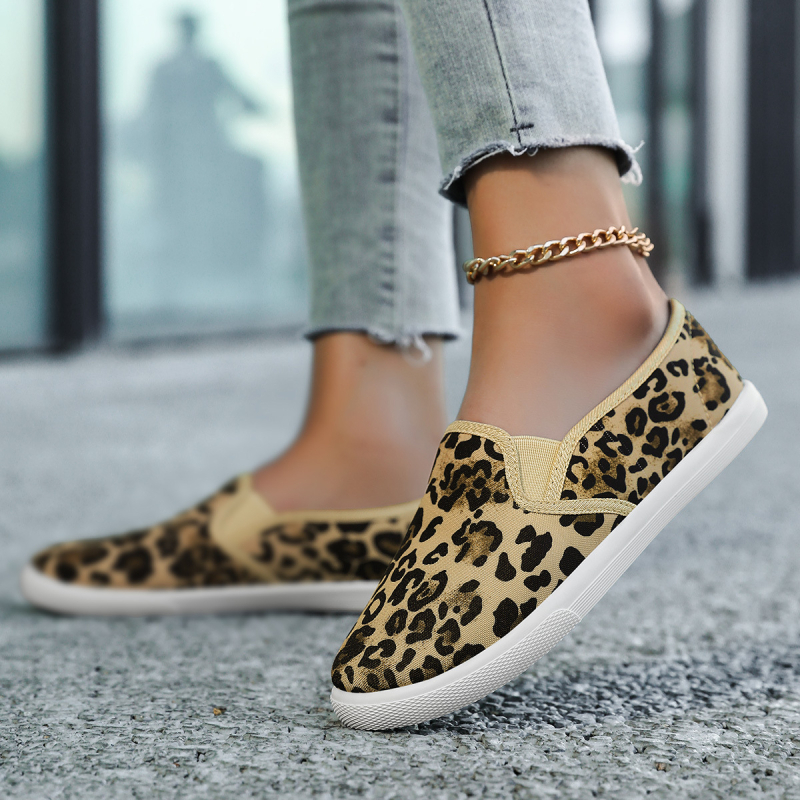 Madingi leopardo rašto drobiniai užsegami bateliai moterims, pavasariui ir rudeniui, korėjietiško stiliaus laisvalaikio universalūs plokščiapadžiai bateliai