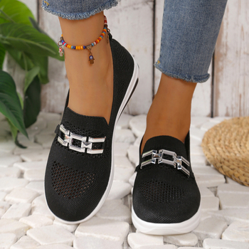 Határokon átnyúló tavaszi új fém lánc ék vastag talpú pedál lélegző könnyű hálós plus size alkalmi cipő nőknek