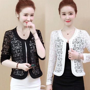 Γυναικείο κοντό παλτό με φαρδιά σάλι και φούστα Cheongsam, καλοκαιρινό hollow lace Small, αντιανεμικό