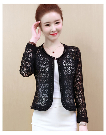 Γυναικείο κοντό παλτό με φαρδιά σάλι και φούστα Cheongsam, καλοκαιρινό hollow lace Small, αντιανεμικό