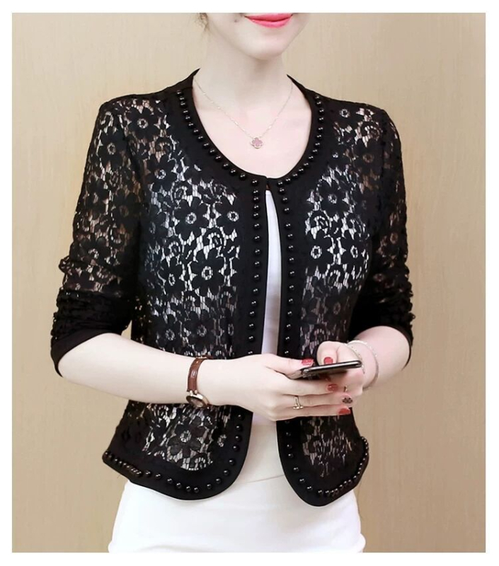 Nyári üreges csipkés kis kendő női all-meccs rövid kabát cheongsam szoknyával külső kardigán anti-ins