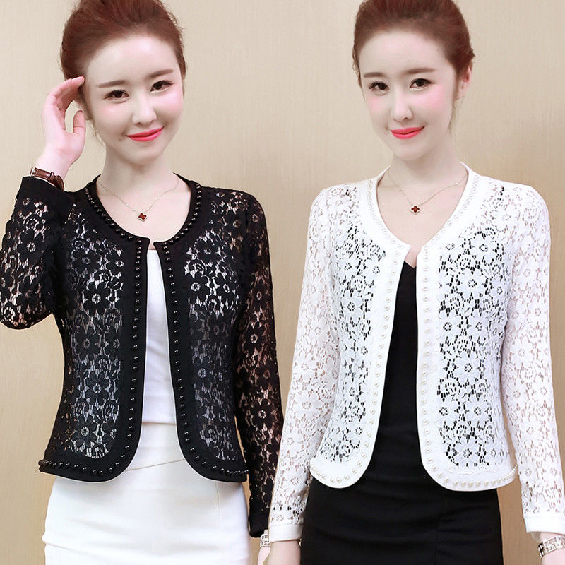 Nyári üreges csipkés kis kendő női all-meccs rövid kabát cheongsam szoknyával külső kardigán anti-ins