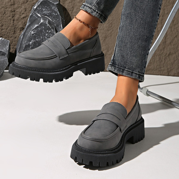 Vastag talpú, muffin stílusú, plus size mokaszin női 2024 őszi, retró, egyrétegű, vastag sarokú, külkereskedelmi, Amazon kisméretű bőrcipő