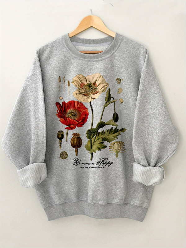 Élénk Virágmintás Környakú Pulóver - Puha, Könnyű