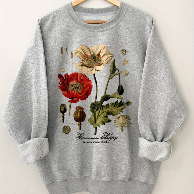 Élénk Virágmintás Környakú Pulóver - Puha, Könnyű