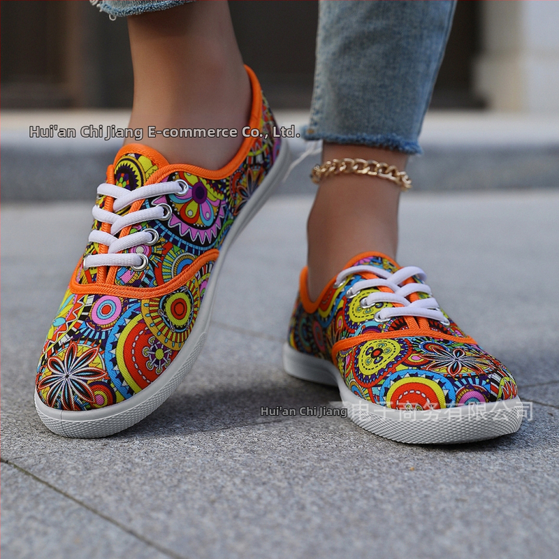 Европейски и американски трансгранични популярни платнени обувки с неправилен цвят за жени, пролетни и есенни обувки, корейски стил уличен стил ежедневни универсални маратонки на едро