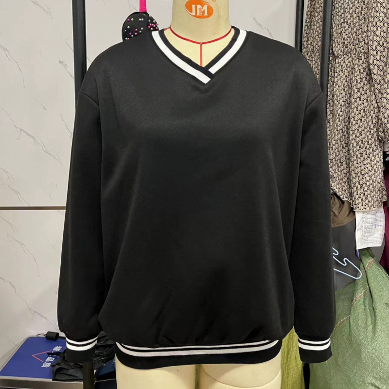 Amazon temu Határokon átnyúló európai és amerikai új női bársony bordázott kontrasztos V-nyakú, laza divatos pulóver