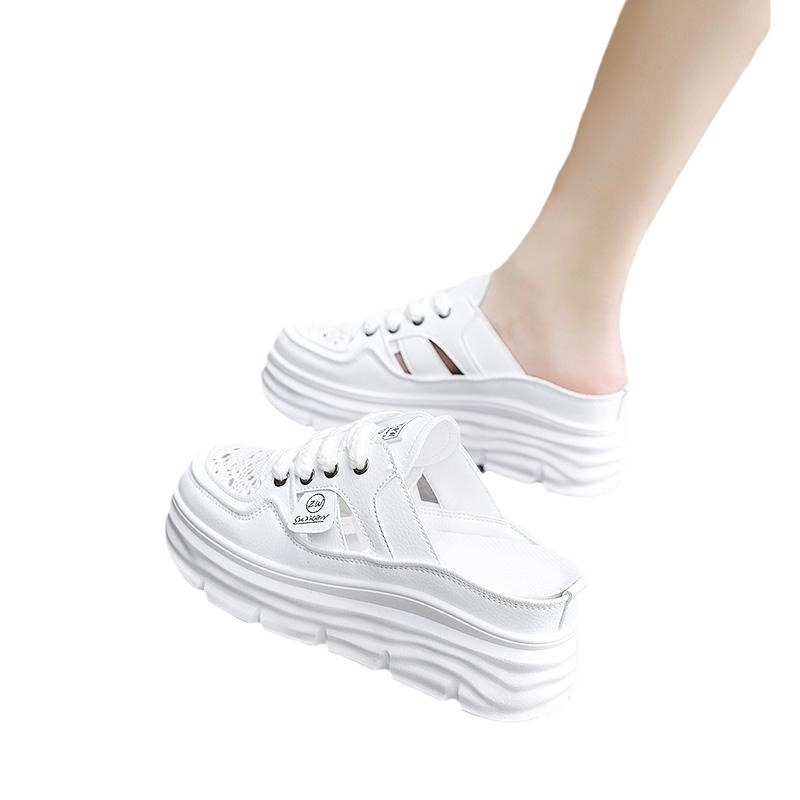 Nyári divatos sokoldalú fehér cipők, sokoldalú vastag talpú női szandálok, kényelmes női sportcipők