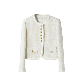 Φθινόπωρο και χειμώνας 2025 νέα Zaibatsu υψηλής ποιότητας γαλλικό μαύρο και χρυσό τουίντ ύφασμα μικρό αρωματικό στυλ κοντό παλτό γυναικείο τοπ