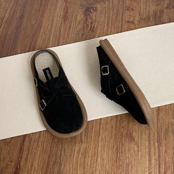 BK Shoes Καλοκαιρινές παντόφλες μισής στήριξης, γυναικεία αναπνεύσιμα λινά παπούτσια Lazy, παπούτσια Muller από βαμβάκι και λινό με μαλακή σόλα για εξωτερική χρήση