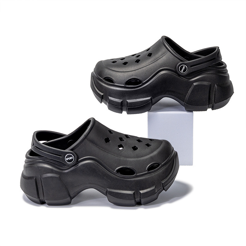 Sieviešu vasaras kurpes ar biezu zoli un caurumiem no EVA materiāla, vieglas, augstumu paceļošas sandales, apavi ar caurumiem apmalē vairumtirdzniecībā.