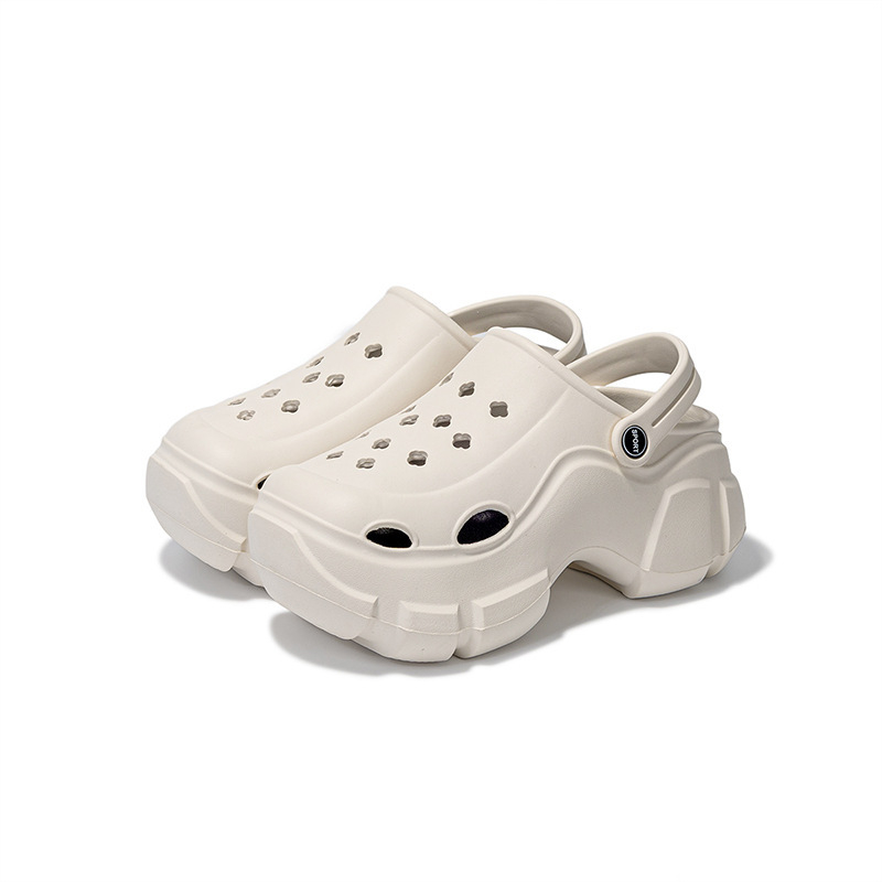 Sieviešu vasaras kurpes ar biezu zoli un caurumiem no EVA materiāla, vieglas, augstumu paceļošas sandales, apavi ar caurumiem apmalē vairumtirdzniecībā.