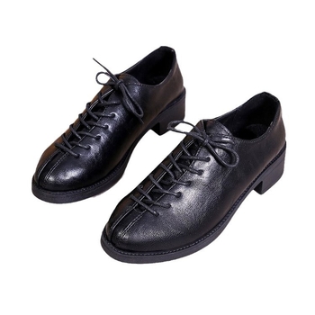 Vintage fűzős kis bőrcipők női 2024 őszi és téli új vastag sarkú középsarkú brit stílusú hétköznapi mokaszinok női mokaszinok