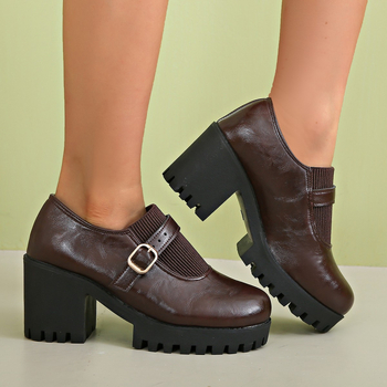 2025 új őszi és téli szögletes sarkú, sekély, rugalmas, retró kötött, illesztéses Mary Jane cipők nőknek