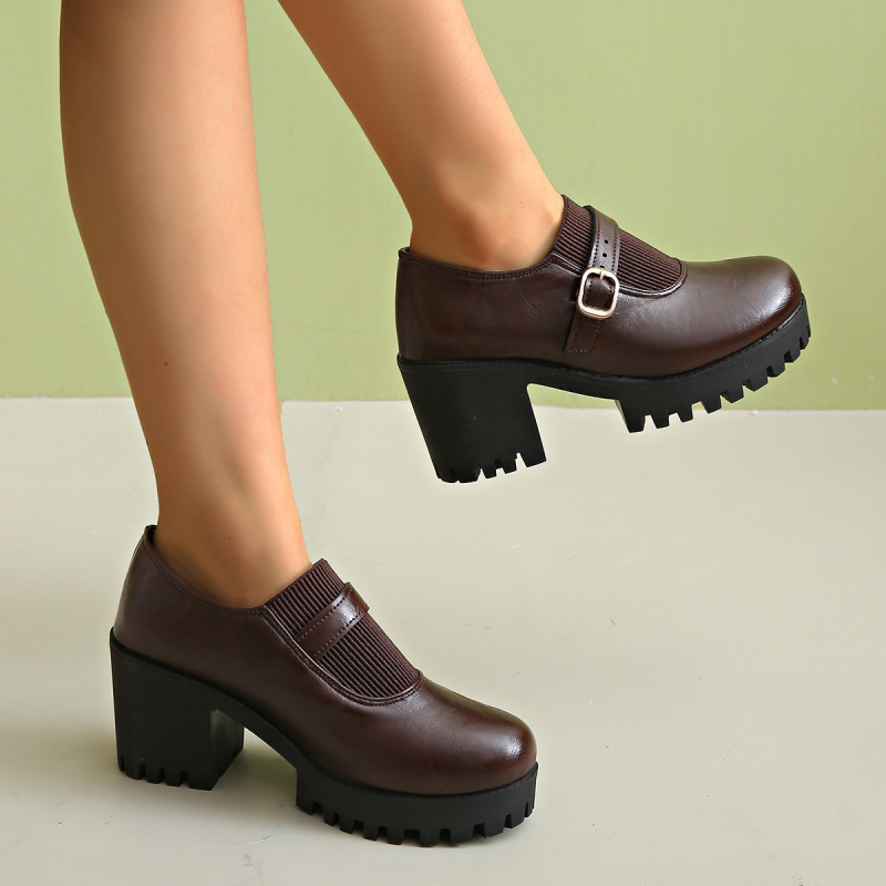 2025 új őszi és téli szögletes sarkú, sekély, rugalmas, retró kötött, illesztéses Mary Jane cipők nőknek