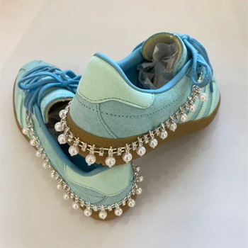 Hjuns-a ar rhinestones pērļu pušķīšiem, ziedu apavu sprādzi, korejiešu aksesuāri, pērlīšu kulons, personība, daudzpusīga dekoratīva sprādze