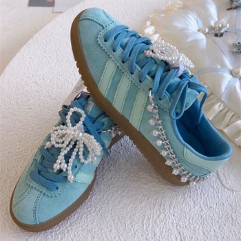 Hjuns-a ar rhinestones pērļu pušķīšiem, ziedu apavu sprādzi, korejiešu aksesuāri, pērlīšu kulons, personība, daudzpusīga dekoratīva sprādze