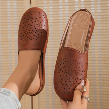 Lapos talpú, egy pedálos női papucs 2025 retro, teljesen fedett fejű, üreges külkereskedelmi plus size szandálok és papucsok női gyártók nagykereskedelme