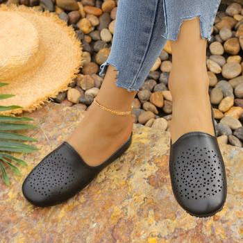 Lapos talpú, egy pedálos női papucs 2025 retro, teljesen fedett fejű, üreges külkereskedelmi plus size szandálok és papucsok női gyártók nagykereskedelme