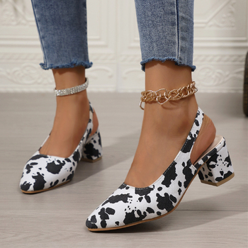 Γυναικεία σανδάλια Baotou με χοντρό τακούνι, άδειο, 2025, νέα μυτερή ιδιοσυγκρασία, ψηλοτάκουνα, ευρωπαϊκά και αμερικανικά λεοπάρ, plus size, γυναικεία παπούτσια χονδρικής