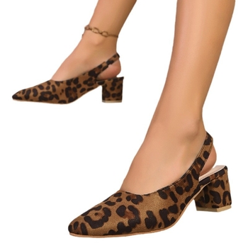 Γυναικεία σανδάλια Baotou με χοντρό τακούνι, άδειο, 2025, νέα μυτερή ιδιοσυγκρασία, ψηλοτάκουνα, ευρωπαϊκά και αμερικανικά λεοπάρ, plus size, γυναικεία παπούτσια χονδρικής