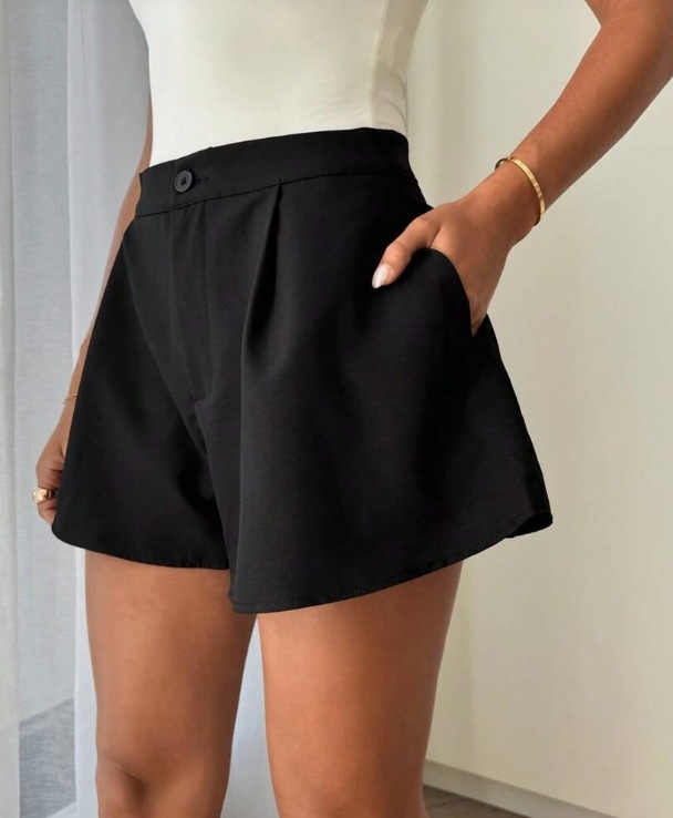 Amazon határokon átnyúló magas derekú rövidnadrág mikro-divatos, minden egyezésű európai és amerikai nyári egyszerű hétköznapi szarv plus size női laza