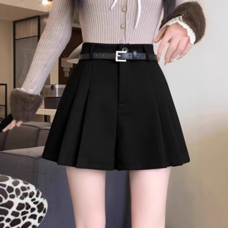Fustă de lână cu talie înaltă, scurtă, toamna și iarna, femei, 2024, nouă, asortată, pulover, linie A, fustă cu un singur pas, fustă de șold