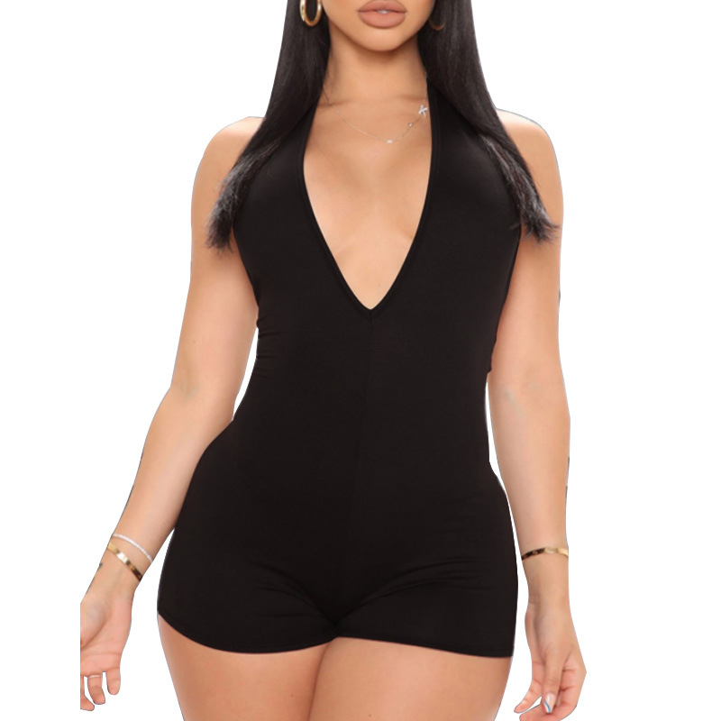 2023 tavaszi és nyári új, V-nyakú, hát nélküli, feszes overál, női, európai és amerikai, szexi, dögös lányos, ujjatlan ruha, női spot