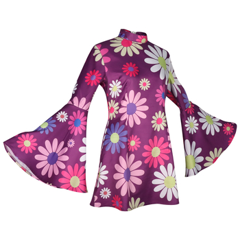 Új, határokon átnyúló, szexi halloweeni jelmeznyomtatás, 60-as évekbeli hippik, retró női trombitafilm és televízió ruházattal