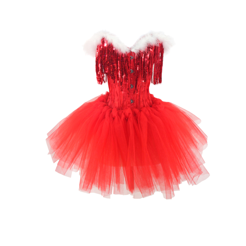 Коледа, Нова година, представление с пискюл, парти, стегнат корсет плюс клоунска пола TUTU