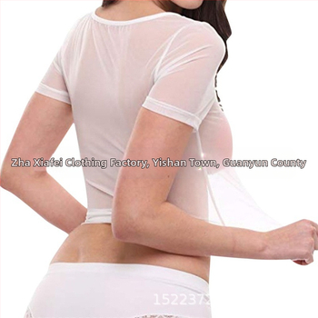 Europietiškas ir amerikietiškas seksualus permatomas dizainas profesionalios pagundos merginos vidutinio ilgio marškinėliai iš tinklelio namų moteriškos pižamos seksualūs apatiniai