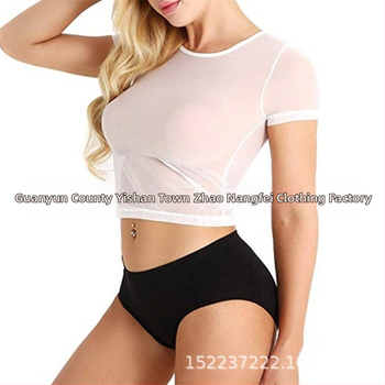 Europietiškas ir amerikietiškas seksualus permatomas dizainas profesionalios pagundos merginos vidutinio ilgio marškinėliai iš tinklelio namų moteriškos pižamos seksualūs apatiniai