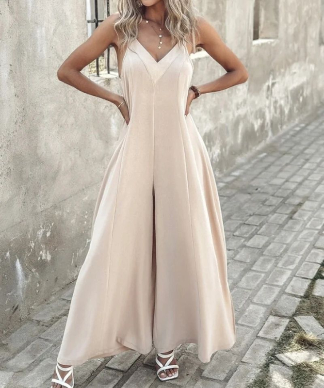 Európai és amerikai tavaszi-nyári új overál, határokon átnyúló, nadrágtartós, V-nyakú, bő, kényelmes, szűk derekú, egyenes fazonú, minimalista overál