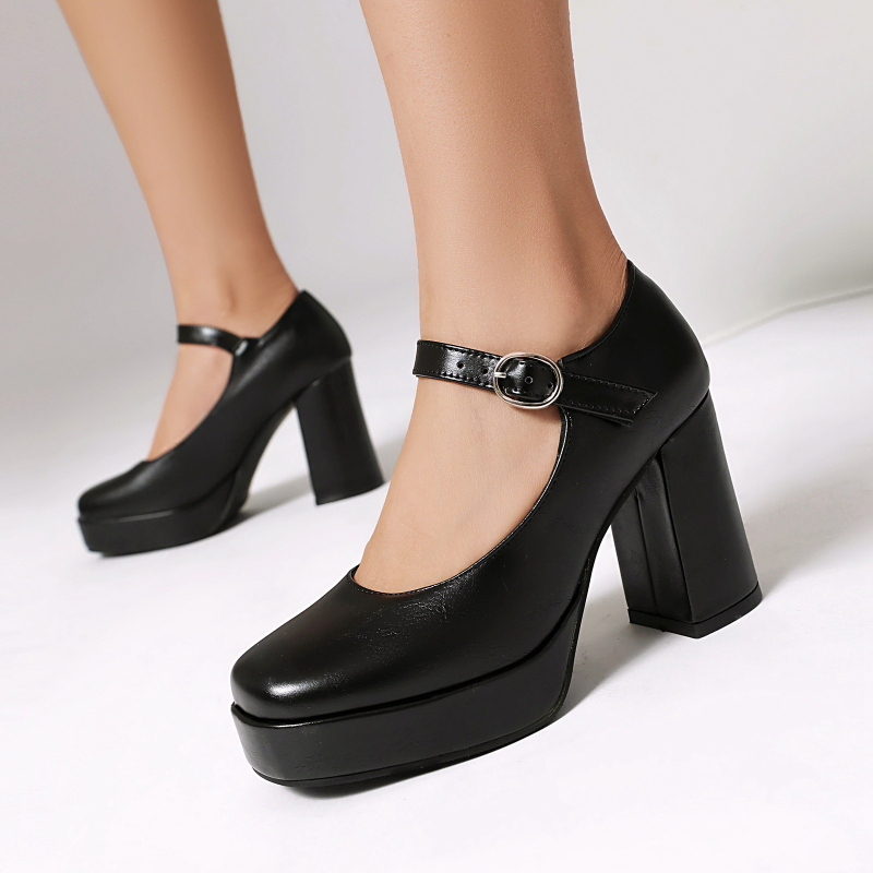 Külkereskedelem, határokon átnyúló, új európai és amerikai, egysoros, csatos, sekély szájú, egyrétegű cipők, női vastag talpú, vastag sarokú, magas sarkú cipők, plus size Mary Jane cipők