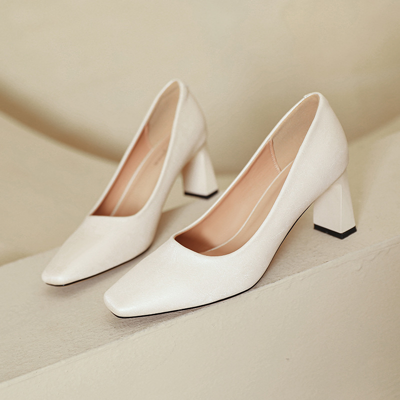 Fekete Magassarkú Cipők, Amik Nem Fárasztják a Lábukat, Elegáns Professzionális Cipők Női, 2025 Új Tavaszi & Őszi Szögletes Orrú Francia Vastagsarkú Környezetbarát