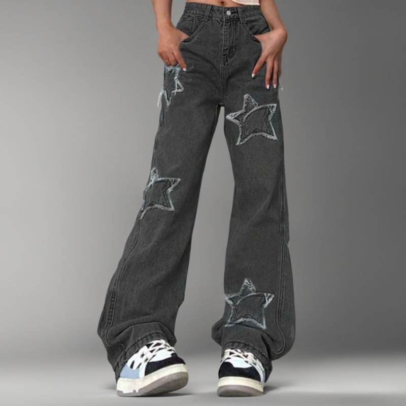 2024 Noi blugi europeni și americani Aliexpress Amazon transfrontalieri pentru femei, talie înaltă, în carouri, cu picior larg, casual, vrac